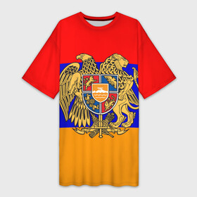Платье-футболка 3D с принтом Герб и флаг Армении в Тюмени,  |  | armenia | армения | герб | флаг