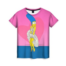 Женская футболка 3D с принтом Мардж в Тюмени, 100% полиэфир ( синтетическое хлопкоподобное полотно) | прямой крой, круглый вырез горловины, длина до линии бедер | 14 февраля | love | влюбленные | лав | любовь | мардж | пара | парные | парные вещи | подарок | симпсон