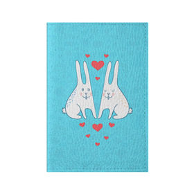 Обложка для паспорта матовая кожа с принтом Зай и зая в Тюмени, натуральная матовая кожа | размер 19,3 х 13,7 см; прозрачные пластиковые крепления | 14 февраля | bear | love | teddy | валентин | влюбленный | зайчик | зая | заяц | любовь | милый | рисунок | сердечко | сердце