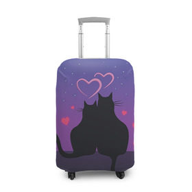 Чехол для чемодана 3D с принтом Котик и киска в Тюмени, 86% полиэфир, 14% спандекс | двустороннее нанесение принта, прорези для ручек и колес | с котами