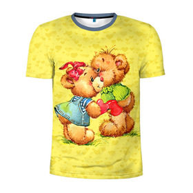 Мужская футболка 3D спортивная с принтом Влюбленные мишки в Тюмени, 100% полиэстер с улучшенными характеристиками | приталенный силуэт, круглая горловина, широкие плечи, сужается к линии бедра | Тематика изображения на принте: 14 февраля | bear | love | teddy | валентин | влюбленный | любовь | милый | мишка | рисунок | сердечко | сердце