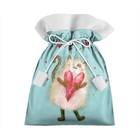 Подарочный 3D мешок с принтом Котик в Тюмени, 100% полиэстер | Размер: 29*39 см | 14 февраля | bear | love | teddy | валентин | влюбленный | киска | кот | котик | любовь | милый | рисунок | сердечко | сердце