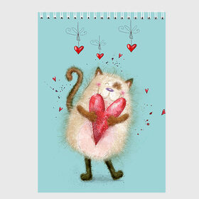 Скетчбук с принтом Котик в Тюмени, 100% бумага
 | 48 листов, плотность листов — 100 г/м2, плотность картонной обложки — 250 г/м2. Листы скреплены сверху удобной пружинной спиралью | 14 февраля | bear | love | teddy | валентин | влюбленный | киска | кот | котик | любовь | милый | рисунок | сердечко | сердце