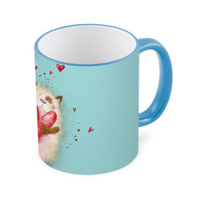 Кружка 3D с принтом Котик в Тюмени, керамика | ёмкость 330 мл | Тематика изображения на принте: 14 февраля | bear | love | teddy | валентин | влюбленный | киска | кот | котик | любовь | милый | рисунок | сердечко | сердце