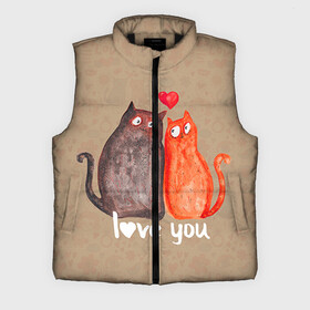 Мужской жилет утепленный 3D с принтом Влюбленные котики в Тюмени,  |  | Тематика изображения на принте: 14 февраля | bear | love | teddy | валентин | влюбленный | киска | кот | котик | любовь | милый | рисунок | сердечко | сердце
