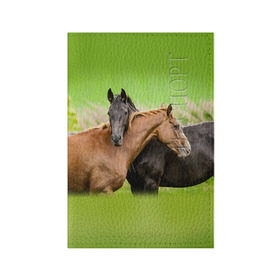 Обложка для паспорта матовая кожа с принтом Лошади 2 в Тюмени, натуральная матовая кожа | размер 19,3 х 13,7 см; прозрачные пластиковые крепления | horse | horseshoe | акварель | головалошади | грива | единорог | жеребец | животные | конь | лошадь | лошадьскрыльями | подкова | природа | рисуноккрасками