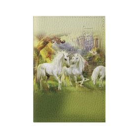 Обложка для паспорта матовая кожа с принтом Единороги в Тюмени, натуральная матовая кожа | размер 19,3 х 13,7 см; прозрачные пластиковые крепления | horse | horseshoe | акварель | головалошади | грива | единорог | жеребец | животные | конь | лошадь | лошадьскрыльями | подкова | природа | рисуноккрасками