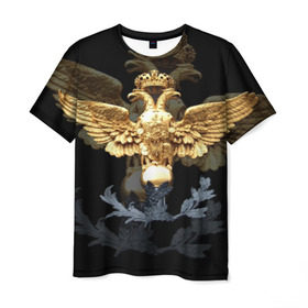 Мужская футболка 3D с принтом Золотой орел в Тюмени, 100% полиэфир | прямой крой, круглый вырез горловины, длина до линии бедер | герб | двуглавый | золото | золотой орел | россия