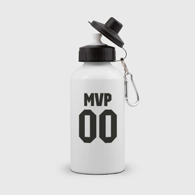 Бутылка спортивная с принтом MVP в Тюмени, металл | емкость — 500 мл, в комплекте две пластиковые крышки и карабин для крепления | sport | баскетбол | бейсбол | лучший | спорт | футбол