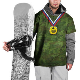 Накидка на куртку 3D с принтом Самый лучший дед в Тюмени, 100% полиэстер |  | Тематика изображения на принте: дедуля | медаль | награда