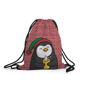 Рюкзак-мешок 3D с принтом Пингвиня в Тюмени, 100% полиэстер | плотность ткани — 200 г/м2, размер — 35 х 45 см; лямки — толстые шнурки, застежка на шнуровке, без карманов и подкладки | пингвин