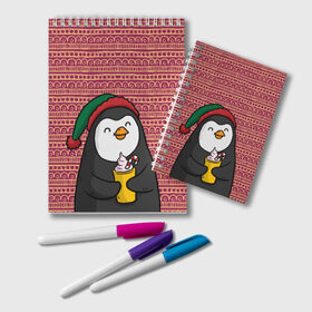 Блокнот с принтом Пингвиня в Тюмени, 100% бумага | 48 листов, плотность листов — 60 г/м2, плотность картонной обложки — 250 г/м2. Листы скреплены удобной пружинной спиралью. Цвет линий — светло-серый
 | пингвин