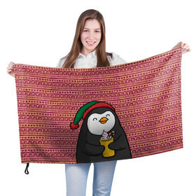 Флаг 3D с принтом Пингвиня в Тюмени, 100% полиэстер | плотность ткани — 95 г/м2, размер — 67 х 109 см. Принт наносится с одной стороны | пингвин