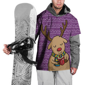 Накидка на куртку 3D с принтом Счастливый олень в Тюмени, 100% полиэстер |  | Тематика изображения на принте: зима | новый год | олень | подарки