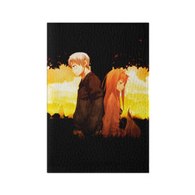 Обложка для паспорта матовая кожа с принтом Волчица и Пряности 4 в Тюмени, натуральная матовая кожа | размер 19,3 х 13,7 см; прозрачные пластиковые крепления | anime | okami to koshinryo | оками