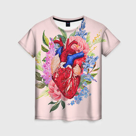 Женская футболка 3D с принтом Cердечко в Тюмени, 100% полиэфир ( синтетическое хлопкоподобное полотно) | прямой крой, круглый вырез горловины, длина до линии бедер | 14 февраля | love | влюбленный | любовь | рисунок | сердечки | сердечко | сердце