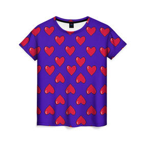 Женская футболка 3D с принтом Пиксельная любовь в Тюмени, 100% полиэфир ( синтетическое хлопкоподобное полотно) | прямой крой, круглый вырез горловины, длина до линии бедер | 14 февраля | love | влюбленный | любовь | рисунок | сердечки | сердечко | сердце