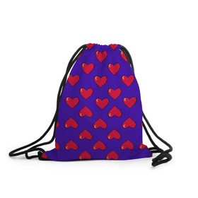 Рюкзак-мешок 3D с принтом Пиксельная любовь в Тюмени, 100% полиэстер | плотность ткани — 200 г/м2, размер — 35 х 45 см; лямки — толстые шнурки, застежка на шнуровке, без карманов и подкладки | 14 февраля | love | влюбленный | любовь | рисунок | сердечки | сердечко | сердце