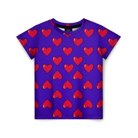 Детская футболка 3D с принтом Пиксельная любовь в Тюмени, 100% гипоаллергенный полиэфир | прямой крой, круглый вырез горловины, длина до линии бедер, чуть спущенное плечо, ткань немного тянется | Тематика изображения на принте: 14 февраля | love | влюбленный | любовь | рисунок | сердечки | сердечко | сердце