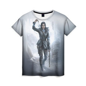 Женская футболка 3D с принтом Rise of the Tomb Raider в Тюмени, 100% полиэфир ( синтетическое хлопкоподобное полотно) | прямой крой, круглый вырез горловины, длина до линии бедер | rise of the tomb raider | tomb raider | райдер | том райдер