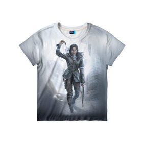 Детская футболка 3D с принтом Rise of the Tomb Raider в Тюмени, 100% гипоаллергенный полиэфир | прямой крой, круглый вырез горловины, длина до линии бедер, чуть спущенное плечо, ткань немного тянется | rise of the tomb raider | tomb raider | райдер | том райдер
