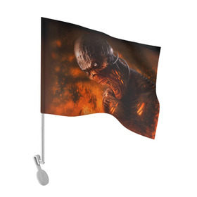 Флаг для автомобиля с принтом Doom imp в Тюмени, 100% полиэстер | Размер: 30*21 см | doom | game | гибель | дум | игра | игры | обреченность | шутер