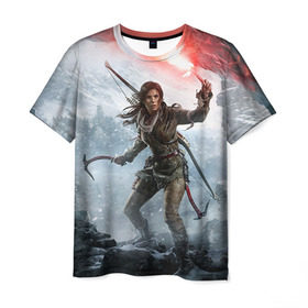 Мужская футболка 3D с принтом Rise of the Tomb Raider в Тюмени, 100% полиэфир | прямой крой, круглый вырез горловины, длина до линии бедер | Тематика изображения на принте: rise of the tomb raider | tomb raider | райдер | том райдер