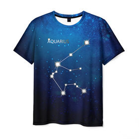 Мужская футболка 3D с принтом Водолей в Тюмени, 100% полиэфир | прямой крой, круглый вырез горловины, длина до линии бедер | водолей | звезда | звезды | знак зодиака | космос | созвездие