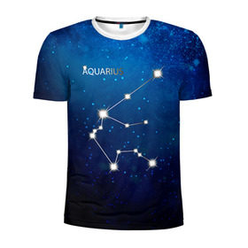 Мужская футболка 3D спортивная с принтом Водолей в Тюмени, 100% полиэстер с улучшенными характеристиками | приталенный силуэт, круглая горловина, широкие плечи, сужается к линии бедра | водолей | звезда | звезды | знак зодиака | космос | созвездие