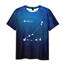 Мужская футболка 3D с принтом Козерог в Тюмени, 100% полиэфир | прямой крой, круглый вырез горловины, длина до линии бедер | звезда | звезды | знак зодиака | козерог | космос | созвездие
