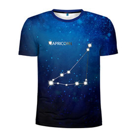 Мужская футболка 3D спортивная с принтом Козерог в Тюмени, 100% полиэстер с улучшенными характеристиками | приталенный силуэт, круглая горловина, широкие плечи, сужается к линии бедра | звезда | звезды | знак зодиака | козерог | космос | созвездие