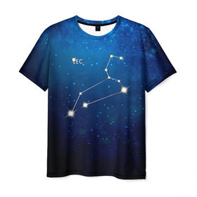 Мужская футболка 3D с принтом Лев в Тюмени, 100% полиэфир | прямой крой, круглый вырез горловины, длина до линии бедер | Тематика изображения на принте: звезда | звезды | знак зодиака | космос | лев | созвездие