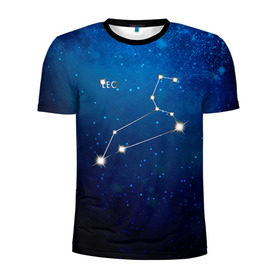 Мужская футболка 3D спортивная с принтом Лев в Тюмени, 100% полиэстер с улучшенными характеристиками | приталенный силуэт, круглая горловина, широкие плечи, сужается к линии бедра | звезда | звезды | знак зодиака | космос | лев | созвездие