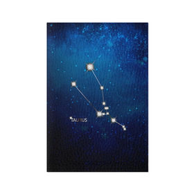 Обложка для паспорта матовая кожа с принтом Телец в Тюмени, натуральная матовая кожа | размер 19,3 х 13,7 см; прозрачные пластиковые крепления | Тематика изображения на принте: звезда | звезды | знак зодиака | космос | созвездие | телец