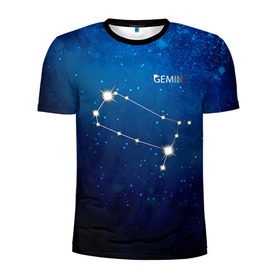 Мужская футболка 3D спортивная с принтом Близнецы в Тюмени, 100% полиэстер с улучшенными характеристиками | приталенный силуэт, круглая горловина, широкие плечи, сужается к линии бедра | близнецы | звезда | звезды | знак зодиака | космос | созвездие