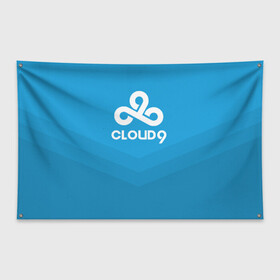 Флаг-баннер с принтом Cloud 9 в Тюмени, 100% полиэстер | размер 67 х 109 см, плотность ткани — 95 г/м2; по краям флага есть четыре люверса для крепления | 9 | c9 | cloud | csgo | team | клауда | ксго | найн