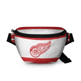 Поясная сумка 3D с принтом Detroit Red Wings в Тюмени, 100% полиэстер | плотная ткань, ремень с регулируемой длиной, внутри несколько карманов для мелочей, основное отделение и карман с обратной стороны сумки застегиваются на молнию | detroit red wings | hockey | nhl | нхл | спорт | хоккей