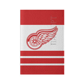 Обложка для паспорта матовая кожа с принтом Detroit Red Wings в Тюмени, натуральная матовая кожа | размер 19,3 х 13,7 см; прозрачные пластиковые крепления | detroit red wings | hockey | nhl | нхл | спорт | хоккей