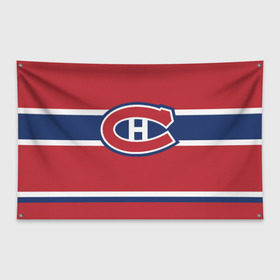 Флаг-баннер с принтом Montreal Canadiens в Тюмени, 100% полиэстер | размер 67 х 109 см, плотность ткани — 95 г/м2; по краям флага есть четыре люверса для крепления | hockey | montreal canadien | nhl | нхл | спорт | хоккей