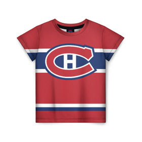 Детская футболка 3D с принтом Montreal Canadiens в Тюмени, 100% гипоаллергенный полиэфир | прямой крой, круглый вырез горловины, длина до линии бедер, чуть спущенное плечо, ткань немного тянется | Тематика изображения на принте: hockey | montreal canadien | nhl | нхл | спорт | хоккей