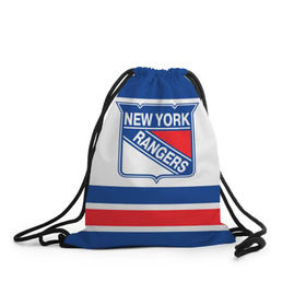 Рюкзак-мешок 3D с принтом New York Rangers в Тюмени, 100% полиэстер | плотность ткани — 200 г/м2, размер — 35 х 45 см; лямки — толстые шнурки, застежка на шнуровке, без карманов и подкладки | hockey | new york rangers | nhl | нхл | спорт | хоккей