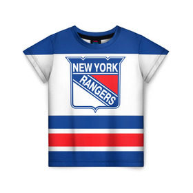 Детская футболка 3D с принтом New York Rangers в Тюмени, 100% гипоаллергенный полиэфир | прямой крой, круглый вырез горловины, длина до линии бедер, чуть спущенное плечо, ткань немного тянется | hockey | new york rangers | nhl | нхл | спорт | хоккей