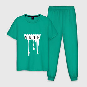 Мужская пижама хлопок с принтом Bones в Тюмени, 100% хлопок | брюки и футболка прямого кроя, без карманов, на брюках мягкая резинка на поясе и по низу штанин
 | sesh | реп | рэп
