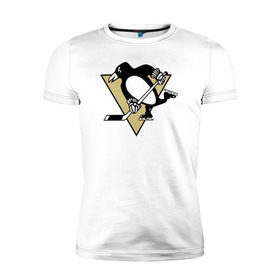 Мужская футболка премиум с принтом Pittsburgh Penguins в Тюмени, 92% хлопок, 8% лайкра | приталенный силуэт, круглый вырез ворота, длина до линии бедра, короткий рукав | pittsburgh penguinspittsburgh penguins