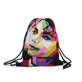 Рюкзак-мешок 3D с принтом Майкл Джексон в Тюмени, 100% полиэстер | плотность ткани — 200 г/м2, размер — 35 х 45 см; лямки — толстые шнурки, застежка на шнуровке, без карманов и подкладки | michael jackson | майкл джексон | поп арт | портрет