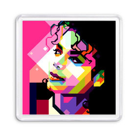 Магнит 55*55 с принтом Майкл Джексон в Тюмени, Пластик | Размер: 65*65 мм; Размер печати: 55*55 мм | michael jackson | майкл джексон | поп арт | портрет