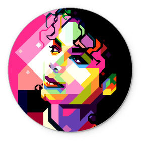 Коврик круглый с принтом Майкл Джексон в Тюмени, резина и полиэстер | круглая форма, изображение наносится на всю лицевую часть | michael jackson | майкл джексон | поп арт | портрет
