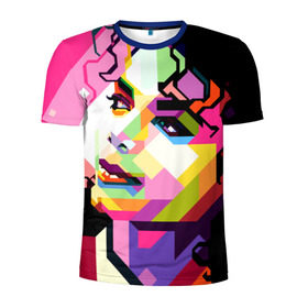 Мужская футболка 3D спортивная с принтом Майкл Джексон в Тюмени, 100% полиэстер с улучшенными характеристиками | приталенный силуэт, круглая горловина, широкие плечи, сужается к линии бедра | michael jackson | майкл джексон | поп арт | портрет