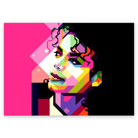 Поздравительная открытка с принтом Майкл Джексон в Тюмени, 100% бумага | плотность бумаги 280 г/м2, матовая, на обратной стороне линовка и место для марки
 | Тематика изображения на принте: michael jackson | майкл джексон | поп арт | портрет