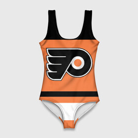 Купальник-боди 3D с принтом Philadelphia Flyers в Тюмени, 82% полиэстер, 18% эластан | Круглая горловина, круглый вырез на спине | hockey | nhl | philadelphia flyers | нхл | хоккей